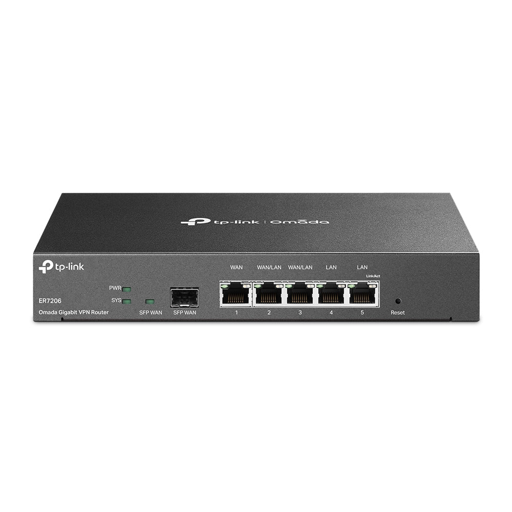 TP-Link TL-ER7206 Omada Gigabit VPN Router | 1 x Gigabit SFP, 5 x Gigabit RJ45 Ports TP-Link TL-ER7206 Omada Gigabit VPN Router | 1 x Gigabit SFP, 5 x Gigabit RJ45 Ports